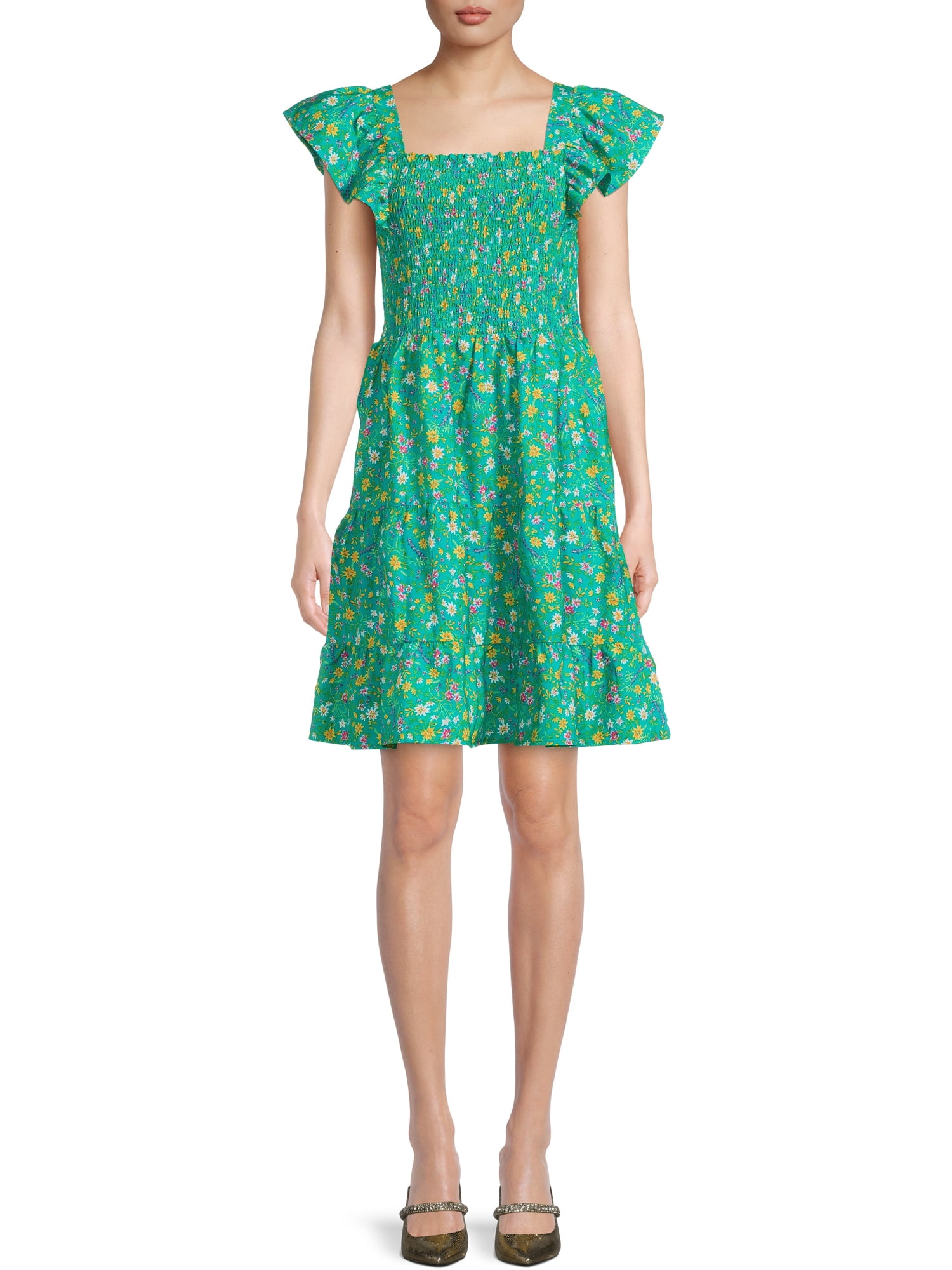 Time And Tru Women's Smocked Eyelet Dress