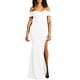 thumbnail image 3 of Vestido de noche YMDUCH para mujer con hombros descubiertos y abertura, blanco, 3 of 6
