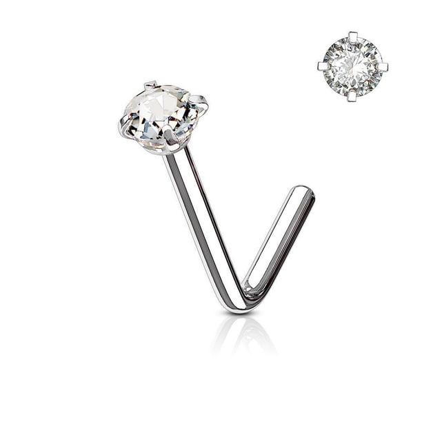20 Gauge 10 Pièces Vis à Nez Acier Inoxydable Avec Zircon Cubique - Piercing Nez 2mm