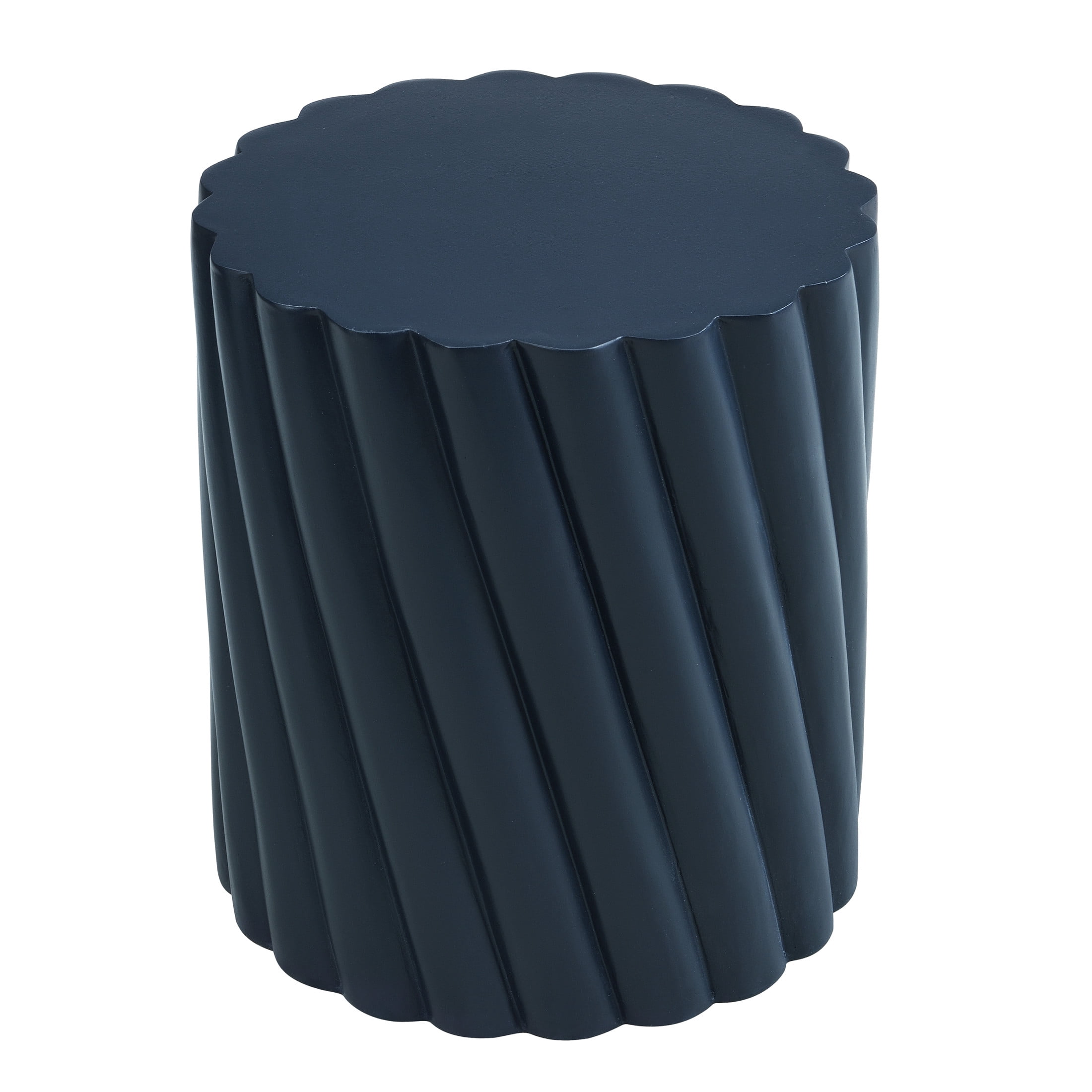 Christopher Knight Home 16.02" Outdoor Accent Table with Fluted Design, Navy Blue