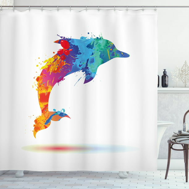 Dolphin Shower Curtain Multicolored, Dolphin Shower Curtain Hooks