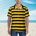 thumbnail image 5 of Yellow And Black Stripe Men'S 3d Print Casual Button Down Shirts, Novelty Hawaiian Short Sleeves L, 5 of 7