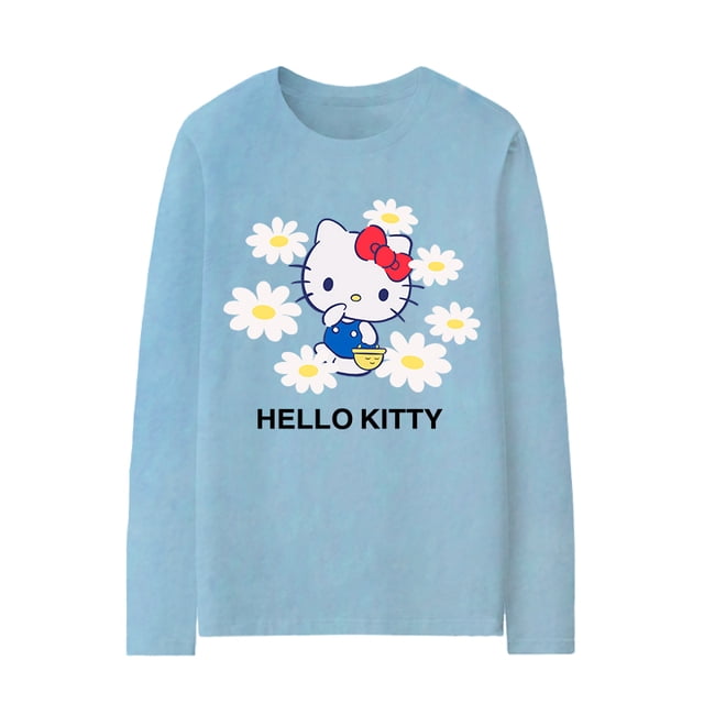 Camiseta de algodón de manga larga para mujer, ropa holgada, dulce