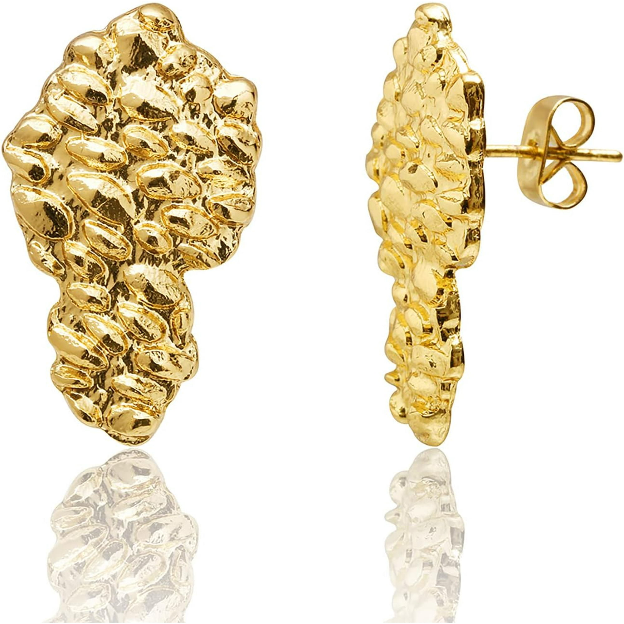 Gold Nugget Earrings For Men - Nugget Earring 18K Gold