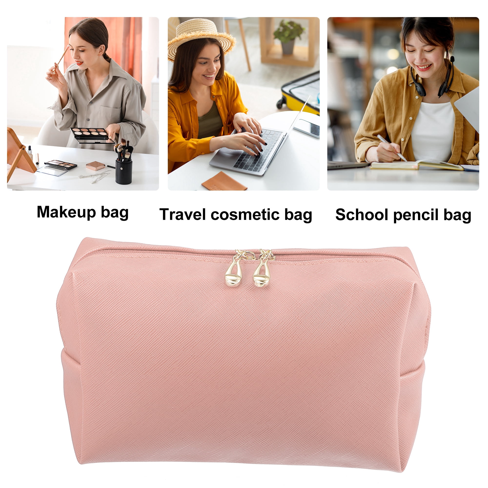 Unique Bargains Floral Makeup Bag Zipper Flower Cosmetic Pouch Water Pink