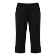 thumbnail image 4 of Womens Yoga Capris Fold High Waist Split Hem Lounge Cropped Pant Casual Lightweight Workout Walking Below Knee Shorts Black L, 4 of 7