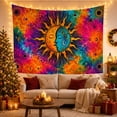 thumbnail image 3 of Split Sun and Moon Celestial Face with Vibrant Nebula Swirls, Mystical Watercolor for Space Lovers, Celestial Art Decor, Birthday Gift, Tapestry Wall Hanging for Bedroom and Living Room, 3 of 7