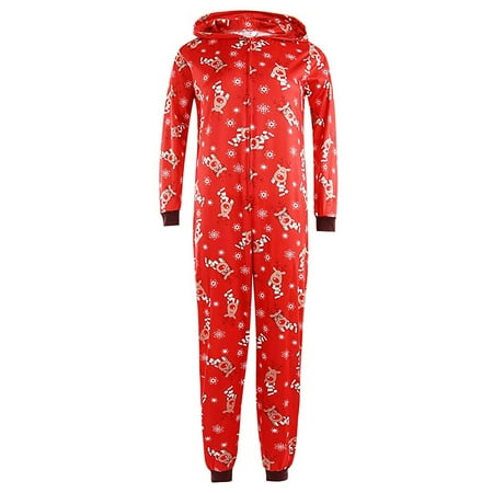 

GeweYeeli Family Matching Christmas Print Pajamas Set Jumpsuit Rompers Party Clubwear Zipper Bodycon Hooded Bodysuit Loungewear