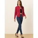 thumbnail image 2 of Chaqueta corta Allegra K Motera Cuello alto Rojo XS, 2 of 5