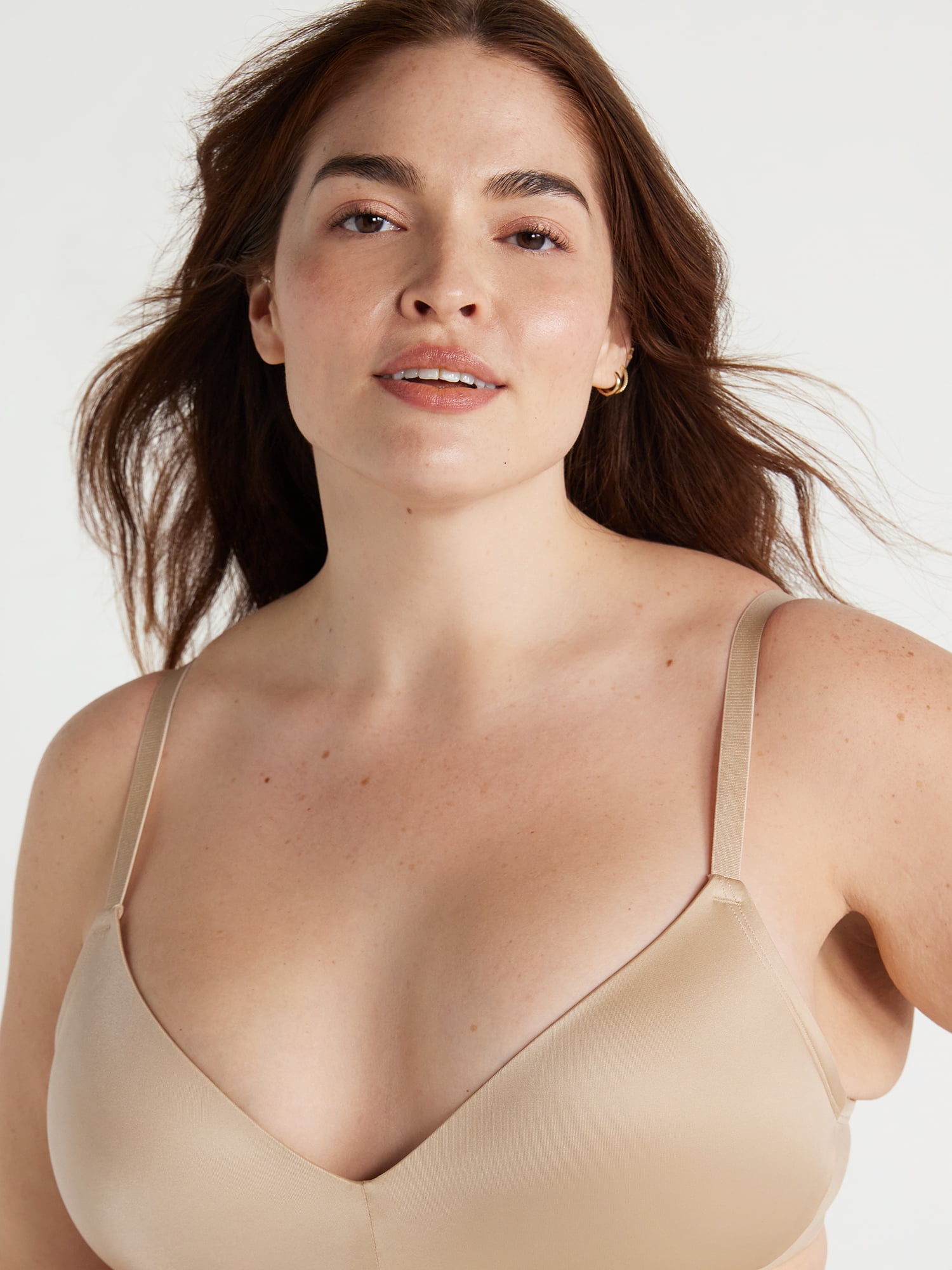 Joyspun Women's Glossy Shine Wirefree Bra, Sizes S to 3XL