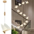 thumbnail image 3 of Mariposa LED Luces colgantes Iluminación interior Escalera de noche nórdica Hogar Dormitorio moderno Arte Lámpara colgante Pasillo Dorado S cálido, 3 of 7