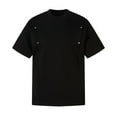 thumbnail image 1 of Blusas y camisas de manga corta y cuello redondo para hombre, blusas casuales de verano para hombre, blusas de manga corta y cuello redondo de color liso., 1 of 8