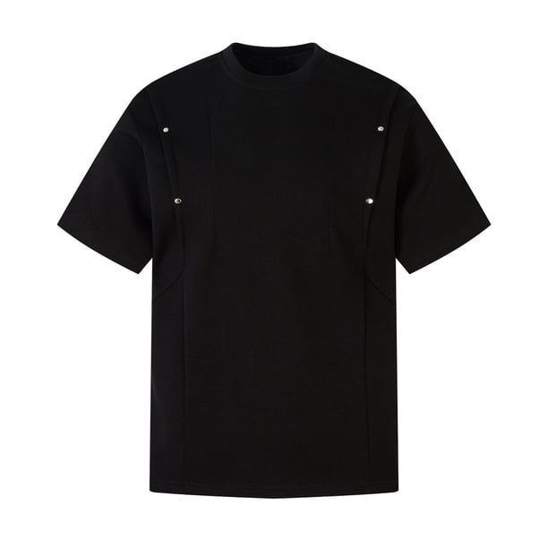 pstuiky camisetas camisas para hombre, Camiseta informal de verano para hombre, de color liso, de manga corta y cuello redondo camisas casuales para hombre l