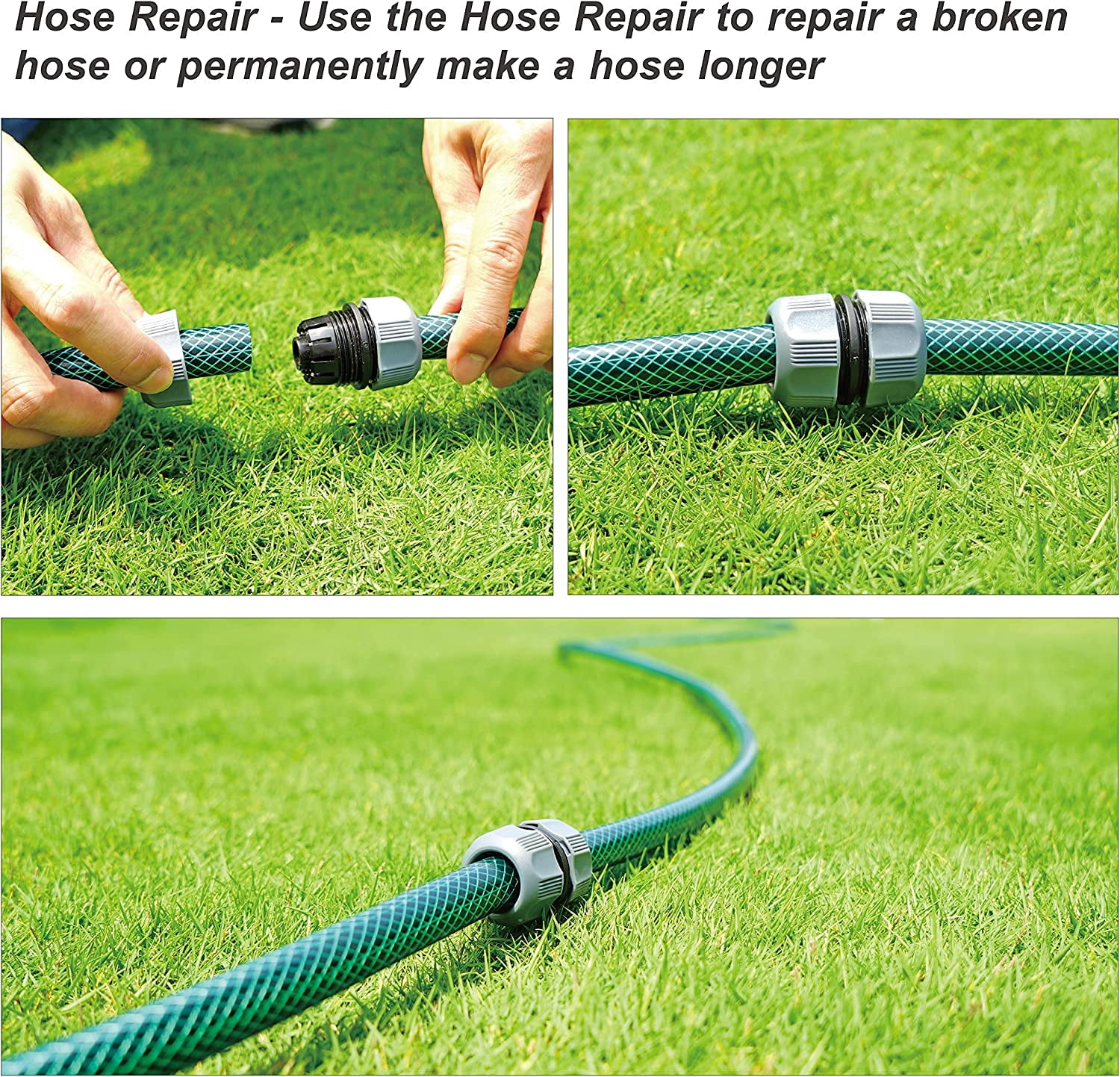 1/2 in. x 50 ft Rubber Garden Hose with Easy Connections for  Watering