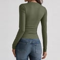 thumbnail image 5 of Nestiefly Long Sleeve Shirts for Women Fall Fashion V Neck Crop Tops Soft Stretchy Thermal Base Layer Undershirt Army Green M, 5 of 6