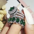 thumbnail image 2 of 4Ct Cushion Cut Simulated Green Emerald Women's Wedding Bridal Ring Set 14K White Gold Plated, 2 of 4