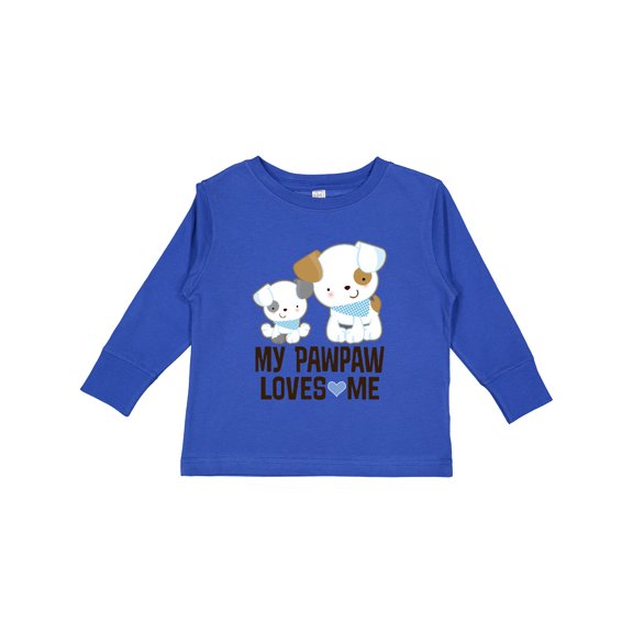 Inktastic Pawpaw Loves Me Grandson Puppy Boys Long Sleeve Toddler T-Shirt