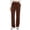 Brown, variant on Women's Drawstring Waist Heathered Wide Leg Pants with Pockets for Casual & Loungewear Navy L
