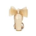 thumbnail image 2 of BLISSFUL STEP Women's Mesh Bow Heels Ankle Strap Open Toe Block Heel Sandals Champagne 6.5, 2 of 7