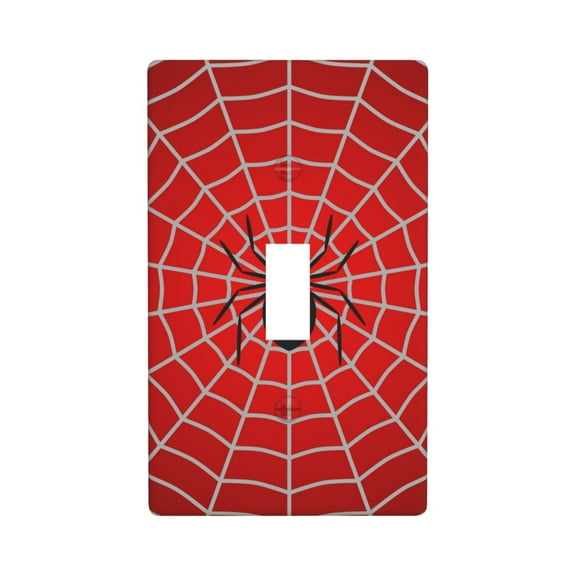 TEQUAN Toggle Light Switch Wall Plate, Abstract Red Spider Web Decorate Wallplate Covers, 1-Gang