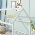 thumbnail image 3 of Twin Size House Floor Bed Frame,Wooden Montessori Floor Bed with Fence , White, 3 of 7