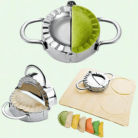Dumpling Maker - Stainless Steel Empanada Press, Pie Ravioli Dumpling Wrappers Mold Kitchen Accessories (9.5cm/3.74" Large)