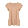 thumbnail image 4 of Femmes Tops Mode Femmes Solide Couleur Cap Manches V Cou Décontracté en Vrac Manches Courtes T-Shirt Top Armée Vert L, 4 of 5
