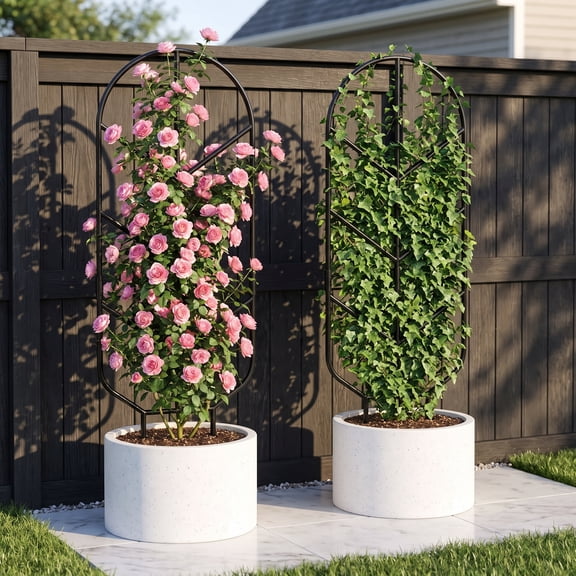 Multi-Pack Large Metal Plant Trellis for Climbing Plants – Tall Plant Support for Indoor & Outdoor Use, Modern Decorative Trellis for Potted Plants