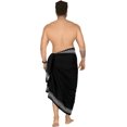 thumbnail image 3 of HAPPY BAY Men's Bath Trunk Casual Sarong Long Pareo Beach Wrap One Size Ebony, Plain Summer Vacation Aloha, 3 of 5