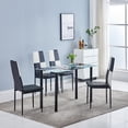 thumbnail image 2 of Ansley&HosHo Set of 4 Dining Table Chair Set Kitchen Chairs Dining Room Side Chairs 4 PU Leather Ergonomic Backrest Design Horizontal Line Square Black White, 2 of 7