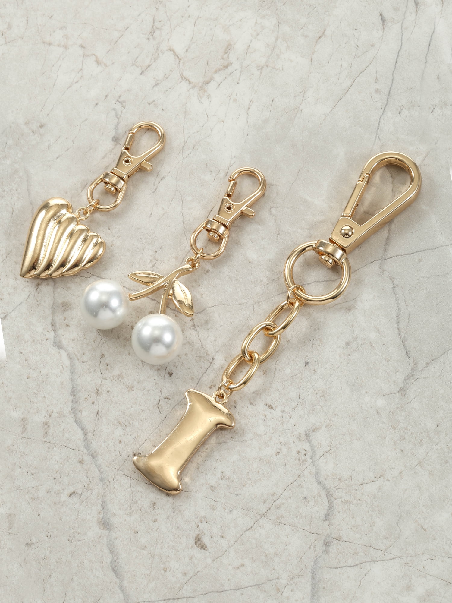 Time and Tru Goldtone Initial Letter Bag Charm Set, 3 Pieces, Letter I