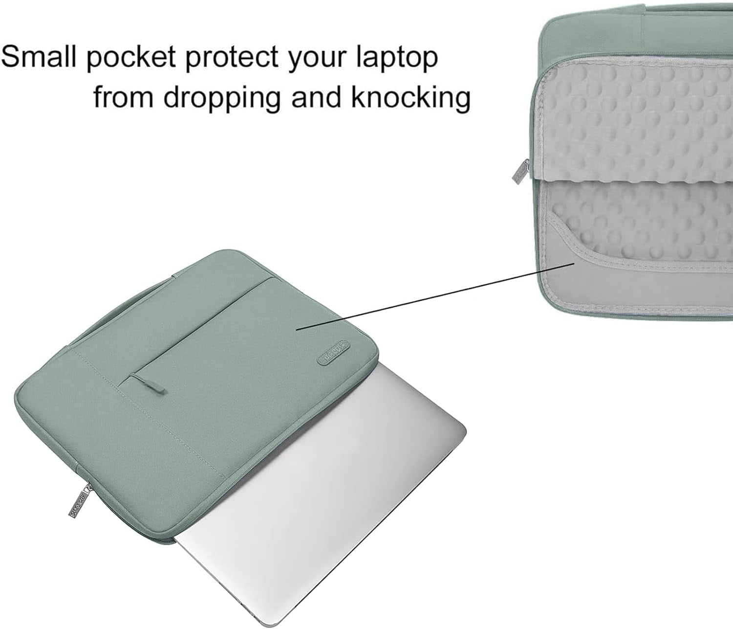 MOSISO Laptop Sleeve 14 Inch Notebook Briefcase Handbag for ThinkPad/Chromebook Polyester Carrying Sleeve Case Bag for MacBook Air Pro 15 inch, Antique Green