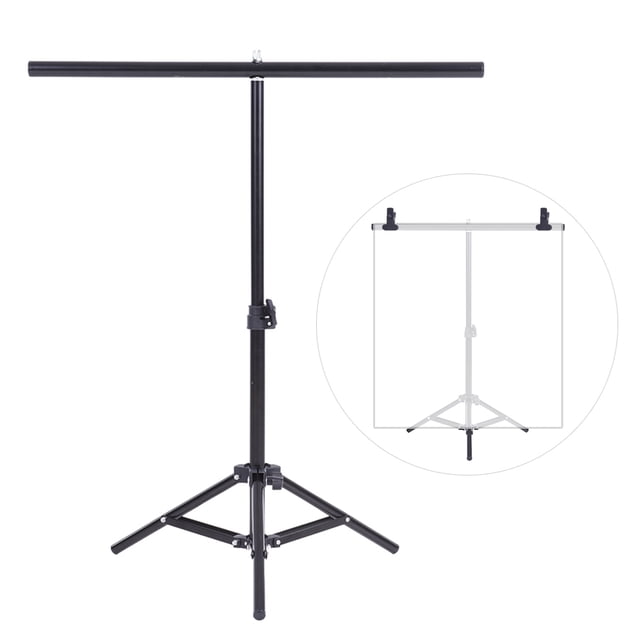 Riwcyla 60.5*70cm Small Photography Studio Video Metal Support Stand System Kit Set w/ Crossbar & 3* Clamps for PVC Backdrop Background