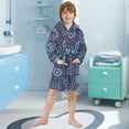 thumbnail image 5 of FORMRS Niños Bathrobe Unisex Hooded Robe Soft Plush Pajamas Sleepwear, Size 7-9T, Blue Fireworks Pattern, 5 of 7