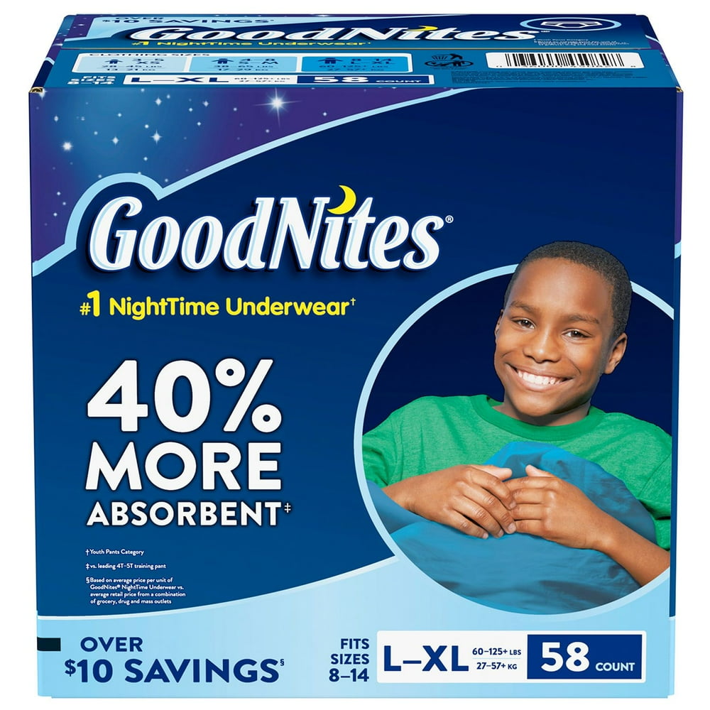 GoodNites Bedtime Underwear for Boys 8 14 58 ct. (60125 lb