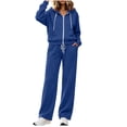 thumbnail image 2 of Teuyenhk Women's 2 Piece Sweatsuits Fall Fleece Lined Matching Lounge Sets Zip Up Hoodies Drawstring Straight Leg Pants Airport Travel Track Suits, 2 of 7