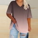 thumbnail image 2 of Camisetas de Verano de las Mujeres de Manga Corta con Cuello en V de Gran Tamaño Camiseta Deportiva Sólida, Base Cómoda Casual, 2 of 4