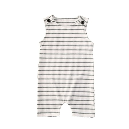 

jaweiw Newborn Baby Boys Girls Sleeveless Romper Striped Printed Pocket Jumpsuits Casual Outwear Clothing