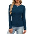 thumbnail image 6 of Roncen Long Length Sleeve Womens Tops Casual Round Neck Shirts Soft Basic Tees Business Work Blouses, 6 of 6