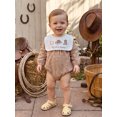 thumbnail image 5 of Cjfdfy Newborn Baby Girl Girl Western Fall Outfit My First Rodeo Romper Gingham Bubble Collar Long Sleeve Cowgirl Hat Embroidery Bodysuit Infant Cute Country Fall Winter Outfit, 5 of 9