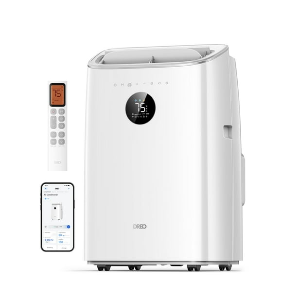 Dreo Aires Acondicionados Portátiles, Aire Acondicionado para Dormitorio con Refrigeración Sin Drenaje, 45 dB Silencioso, Aplicación/Voz/Remoto, Temporizador 24 Horas con Ventilador y Deshumidificador