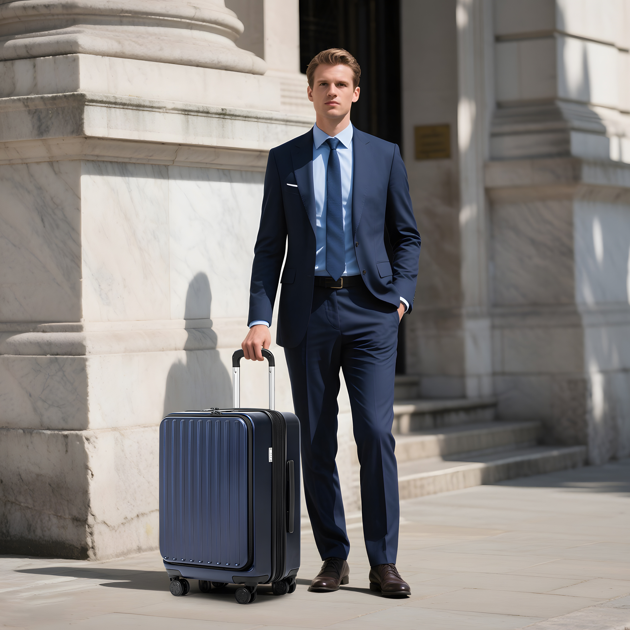 3 Piece Luggage Sets,Front Open Hard Shell 100% PC Suitcase With Double Spinner Wheels & TSA Lock