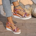 thumbnail image 3 of Rokment Boho Platform Wedge Dress Sandals for Women 2026 Beach Summer Ethnic Colorful Linen Sole Memory Foam Espadrilles High Heels Slingback Sandals B Size 9, 3 of 6
