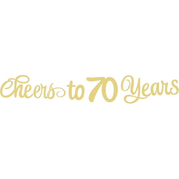 Pre-Strung Cheers to 70 Years Banner - Gold Glitter 70th Birthday Party Decorations, 70 Years Anniversary Party Decorations Supplies for Men/Women, Photo Booth Props