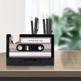 Cassette Tape Pen Holder & Tape Dispenser - Retro Desk Organizer In Pink