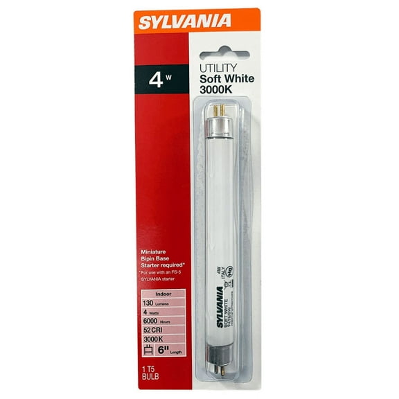 (pack of 6) Sylvania 23512 F4T5SW 6 inch Fluorescent Tube Soft White 3000K  Miniature BiPin base