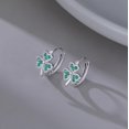 thumbnail image 4 of 925 Sterling Silver Green Love Clover Hoop Earrings for Women Teens Irish Shamrock Huggie Earrings for Summer, 4 of 6