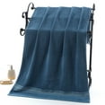 thumbnail image 6 of Bath Towel Cotton Unmixed Material | Super Absorbent Fast Dry | Double-Sided Plush Terry | Extra Large 70x140cm | Soft Touch | Home & Travel | Blue Khaki White, 6 of 6
