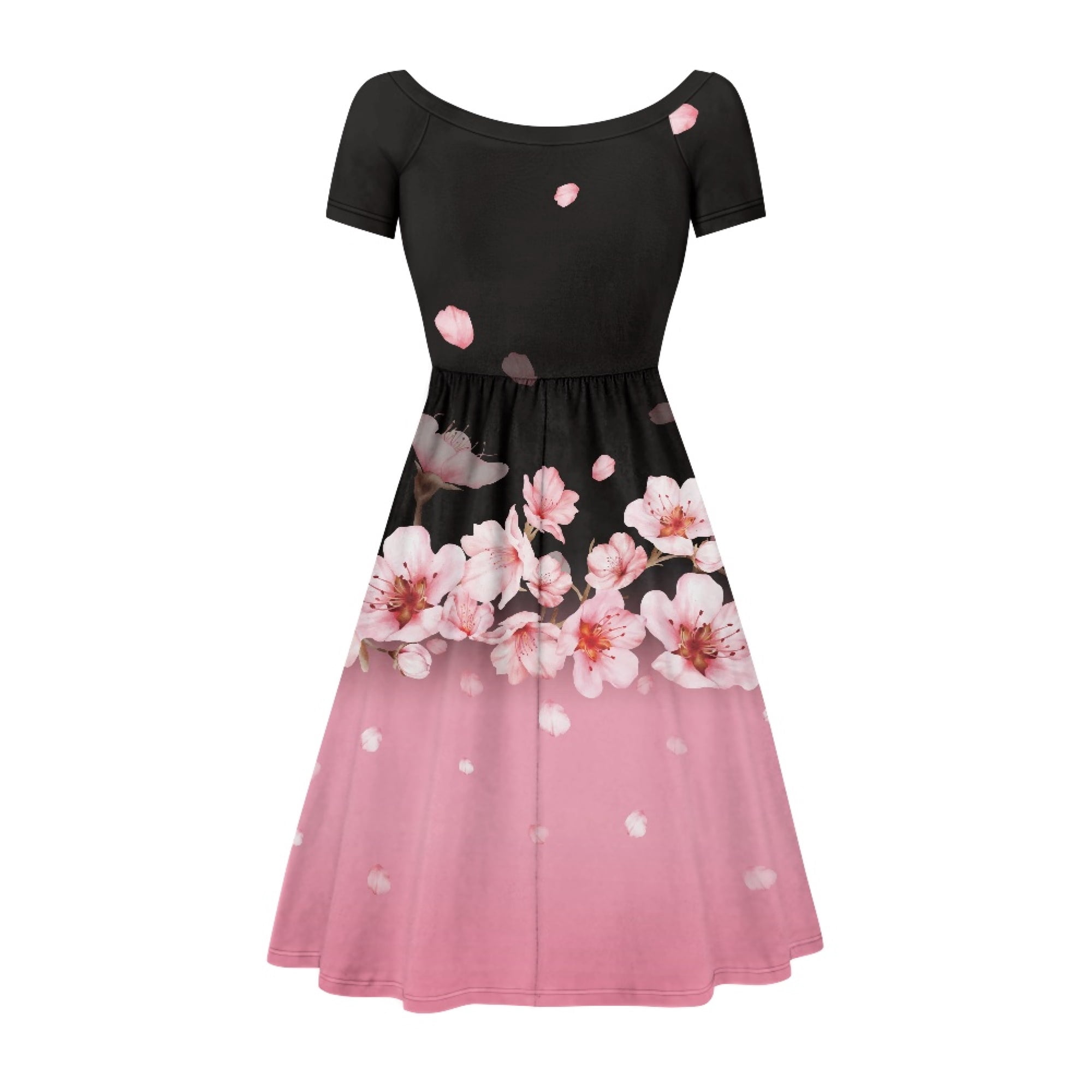 SCRAWLGOD Cherry Blossom Dresses for Women Plus Size XS Summer Dresses with Sleeves Midi Length Summer Dresses for Women Casual Party Flexible Women Dress Shorts Knee Length for Holidays