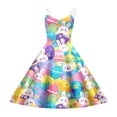 thumbnail image 4 of Shadoumai Easter Dresses for Kids Happy Easter Easter Print Flutter Sleeve Outerwear Suspenders Princess Toddler Girl Spring Dress, 4 of 4